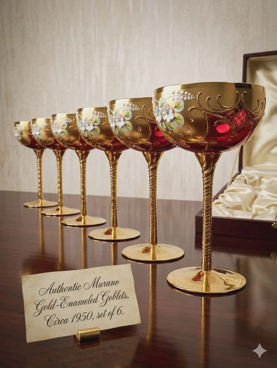 ჭიქა/ფუჟერი BOHEMIA ბოჰემური წითელი ბაკალების ნაკრები როკოკო